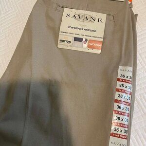 Savane Men Dress Pants Size 36x30 Flat Front